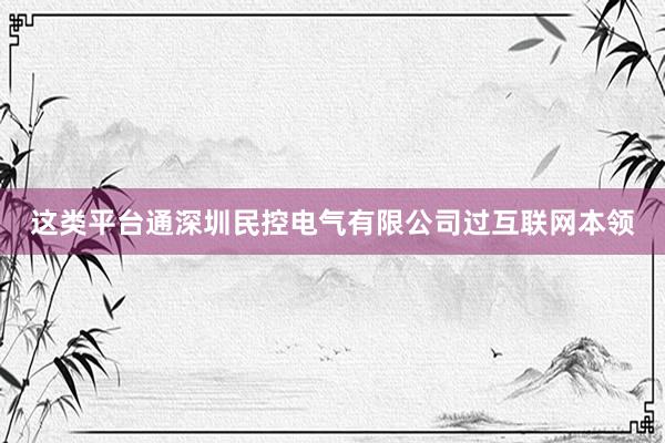 这类平台通深圳民控电气有限公司过互联网本领