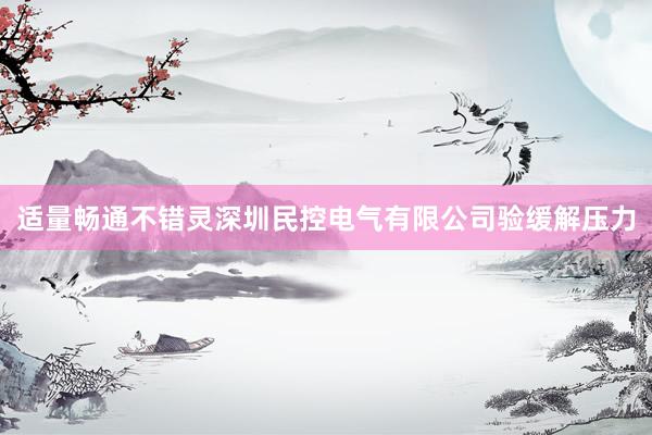 适量畅通不错灵深圳民控电气有限公司验缓解压力